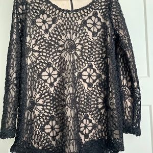 Soft Surroundings crochet long sleeve top, size medium